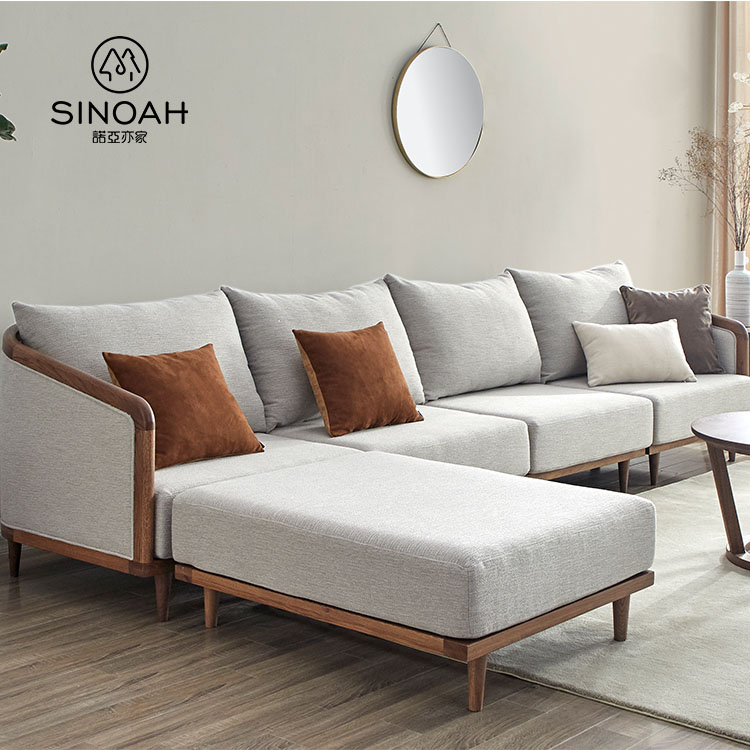 Sofa Kayu Oak L Bentuk Walnut Warna